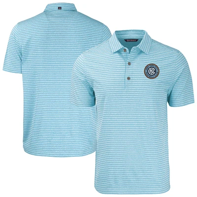 Men's Cutter & Buck  Heather Powder Blue New York City FC Big Tall Forge Eco Stripe Stretch Recycled Polo