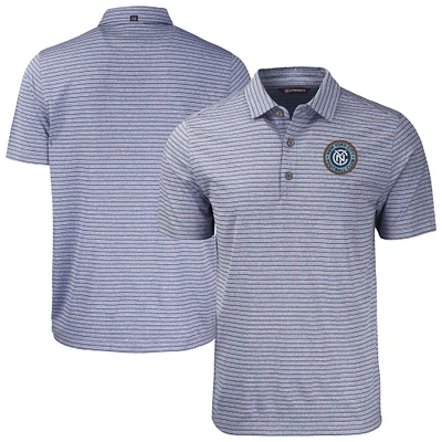 Men's Cutter & Buck  Heather Navy New York City FC Big Tall Forge Eco Stripe Stretch Recycled Polo