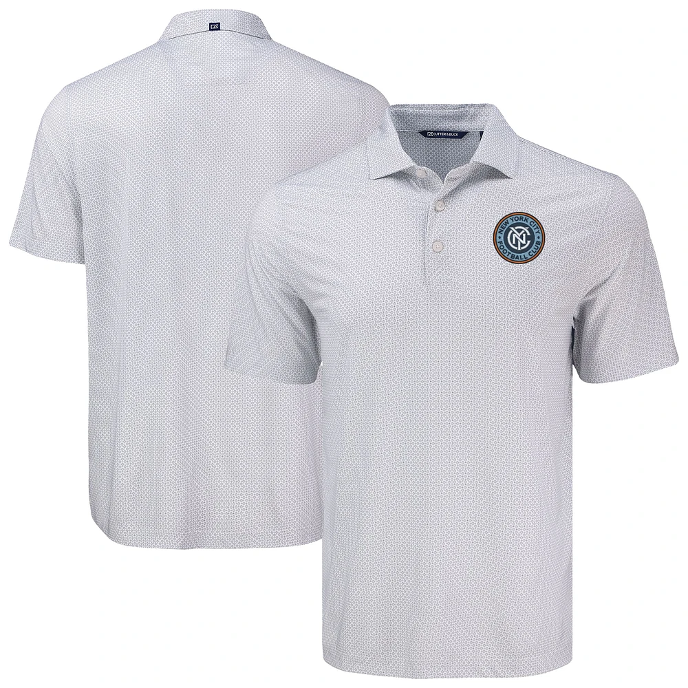 Men's Cutter & Buck Gray New York City FC Big Tall Pike Eco Diamond Dot Print Recycled Polo