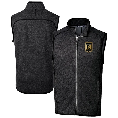 Men's Cutter & Buck  Heather Charcoal LAFC Big Tall Mainsail Sweater-Knit Full-Zip Vest