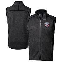 Men's Cutter & Buck  Heather Charcoal FC Dallas Big Tall Mainsail Sweater-Knit Full-Zip Vest