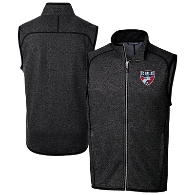 Men's Cutter & Buck  Heather Charcoal FC Dallas Big Tall Mainsail Sweater-Knit Full-Zip Vest