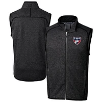 Men's Cutter & Buck  Heather Charcoal FC Dallas Big Tall Mainsail Sweater-Knit Full-Zip Vest