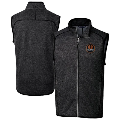 Men's Cutter & Buck  Heather Charcoal Houston Dynamo FC Big Tall Mainsail Sweater-Knit Full-Zip Vest