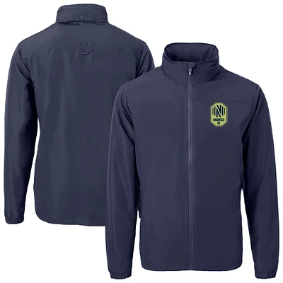 Men's Cutter & Buck  Navy Nashville SC Big Tall Charter Eco Knit Recycled Full-Zip Hoodie Jacket