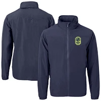 Men's Cutter & Buck  Navy Nashville SC Big Tall Charter Eco Knit Recycled Full-Zip Hoodie Jacket