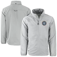 Men's Cutter & Buck  Gray New York City FC Big Tall Charter Eco Knit Recycled Full-Zip Hoodie Jacket