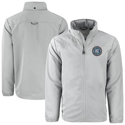 Men's Cutter & Buck  Gray New York City FC Big Tall Charter Eco Knit Recycled Full-Zip Hoodie Jacket
