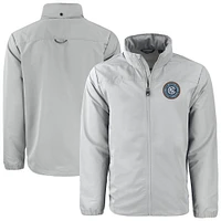 Men's Cutter & Buck  Gray New York City FC Big Tall Charter Eco Knit Recycled Full-Zip Hoodie Jacket