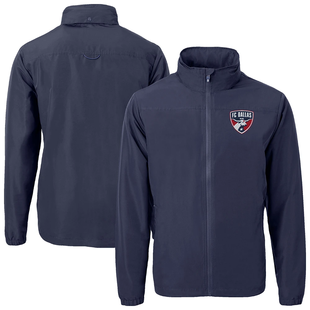 Men's Cutter & Buck Navy FC Dallas Big Tall Charter Eco Knit Recycled Full-Zip Hoodie Jacket