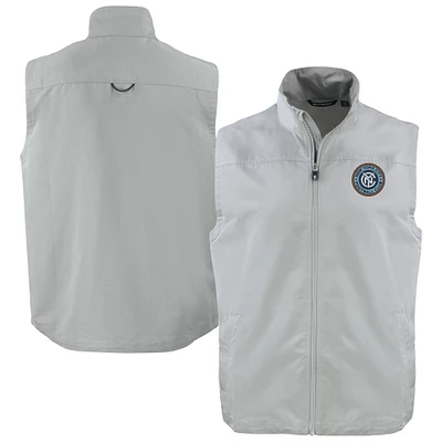Men's Cutter & Buck Gray New York City FC Big Tall Charter Eco Recycled Full-Zip Vest