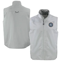 Men's Cutter & Buck Gray New York City FC Big Tall Charter Eco Recycled Full-Zip Vest