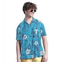 Men's Margaritaville Navy Texas Rangers Palm Shade Party Button-Up Shirt