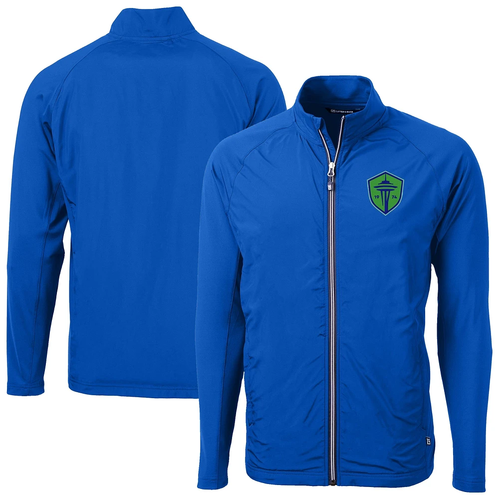 Men's Cutter & Buck Seattle Sounders FC Adapt Eco Knit Hybrid Recycled Full-Zip Jacket