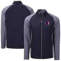 Men's Cutter & Buck  Heather Navy St. Louis City SC Adapt Eco Knit Hybrid Recycled Full-Zip Jacket