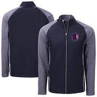 Men's Cutter & Buck  Heather Navy St. Louis City SC Adapt Eco Knit Hybrid Recycled Full-Zip Jacket