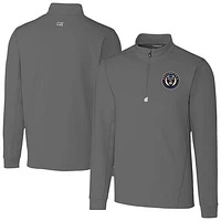 Men's Cutter & Buck  Gray Philadelphia Union Traverse Stretch Eco Quarter-Zip Pullover Top