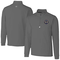 Men's Cutter & Buck  Gray Philadelphia Union Traverse Stretch Eco Quarter-Zip Pullover Top