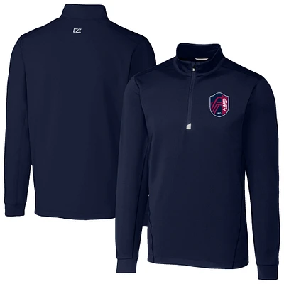 Men's Cutter & Buck  Navy St. Louis City SC Traverse Stretch Eco Quarter-Zip Pullover Top