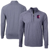 Men's Cutter & Buck Heather Navy St. Louis City SC Big Tall Adapt Eco Knit Quarter-Zip Top
