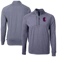 Men's Cutter & Buck Heather Navy St. Louis City SC Big Tall Adapt Eco Knit Quarter-Zip Top