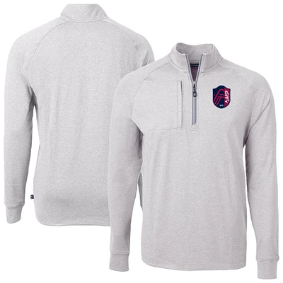 Men's Cutter & Buck Heather Gray St. Louis City SC Big Tall Adapt Eco Knit Quarter-Zip Top