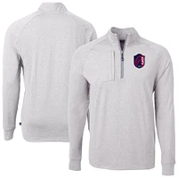 Men's Cutter & Buck Heather Gray St. Louis City SC Big Tall Adapt Eco Knit Quarter-Zip Top