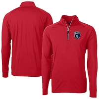 Men's Cutter & Buck San Jose Earthquakes Big Tall Adapt Eco Knit Stretch Recycled Quarter-Zip Pullover