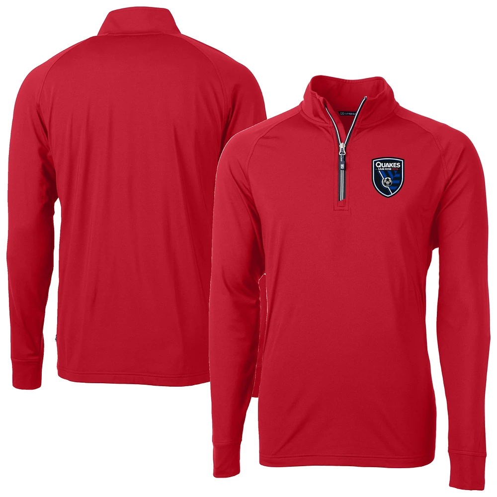 Men's Cutter & Buck San Jose Earthquakes Big Tall Adapt Eco Knit Stretch Recycled Quarter-Zip Pullover
