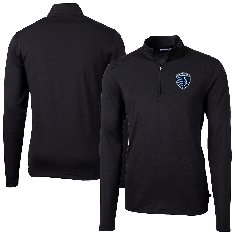 Men's Cutter & Buck Sporting Kansas City Big Tall Virtue Eco Pique Recycled Quarter-Zip Top
