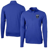 Men's Cutter & Buck San Jose Earthquakes Big Tall Virtue Eco Pique Recycled Quarter-Zip Top