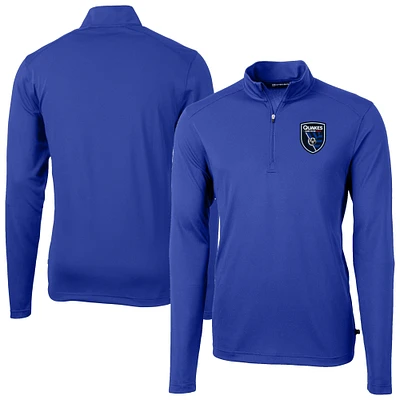 Men's Cutter & Buck San Jose Earthquakes Big Tall Virtue Eco Pique Recycled Quarter-Zip Top