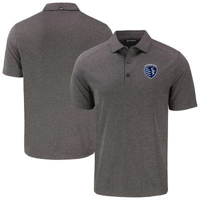 Men's Cutter & Buck  Heather Black Sporting Kansas City Big Tall Forge Eco Stretch Recycled Polo