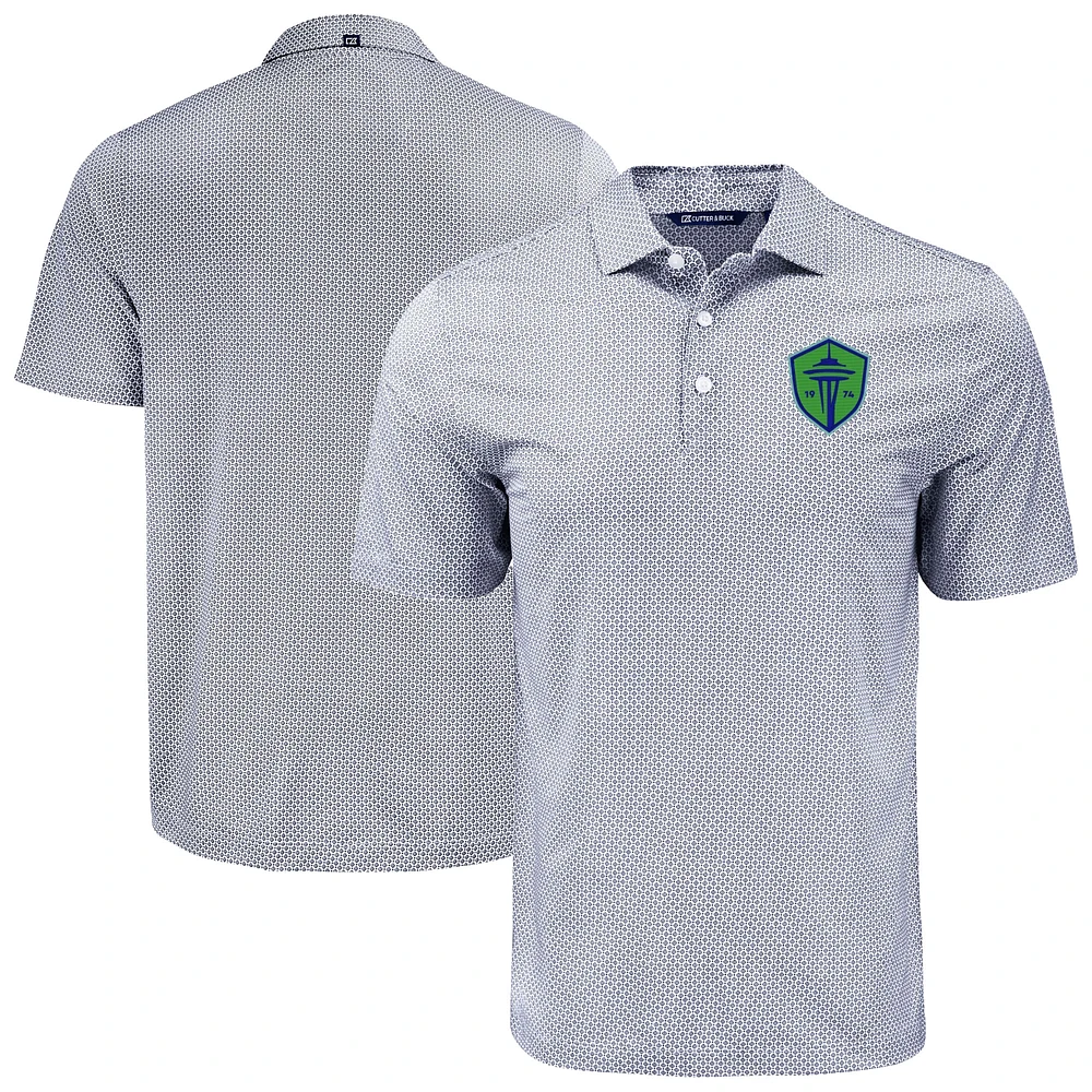 Men's Cutter & Buck Black Seattle Sounders FC Big Tall Pike Eco Diamond Dot Print Recycled Polo