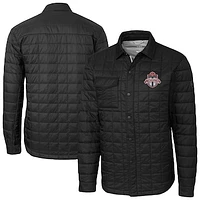 Men's Cutter & Buck  Black Toronto FC Big Tall Rainier PrimaLoft Eco Insulated Full-Snap Quilted Shirt Jacket