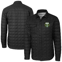 Men's Cutter & Buck  Black Portland Timbers Big Tall Rainier PrimaLoft Eco Insulated Full-Snap Quilted Shirt Jacket