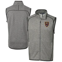 Men's Cutter & Buck  Heather Gray Real Salt Lake Big Tall Mainsail Sweater-Knit Full-Zip Vest