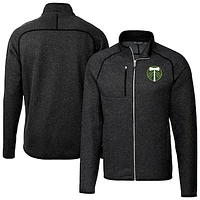 Men's Cutter & Buck  Heather Charcoal Portland Timbers Big Tall Mainsail Sweater-Knit Full-Zip Jacket