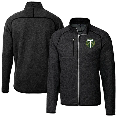Men's Cutter & Buck  Heather Charcoal Portland Timbers Big Tall Mainsail Sweater-Knit Full-Zip Jacket
