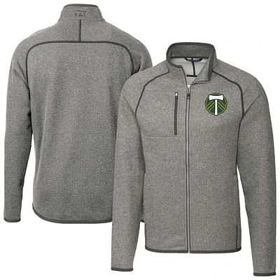 Men's Cutter & Buck  Heather Gray Portland Timbers Big Tall Mainsail Sweater-Knit Full-Zip Jacket