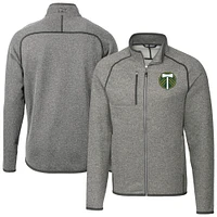 Men's Cutter & Buck  Heather Gray Portland Timbers Big Tall Mainsail Sweater-Knit Full-Zip Jacket