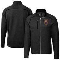 Men's Cutter & Buck  Heather Charcoal Real Salt Lake Big Tall Mainsail Sweater-Knit Full-Zip Jacket