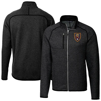 Men's Cutter & Buck  Heather Charcoal Real Salt Lake Big Tall Mainsail Sweater-Knit Full-Zip Jacket