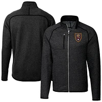 Men's Cutter & Buck  Heather Charcoal Real Salt Lake Big Tall Mainsail Sweater-Knit Full-Zip Jacket