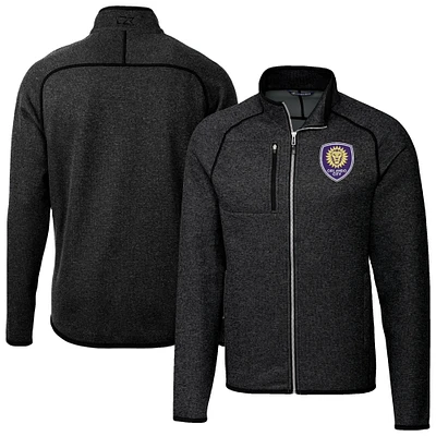 Men's Cutter & Buck  Heather Charcoal Orlando City SC Big Tall Mainsail Sweater-Knit Full-Zip Jacket