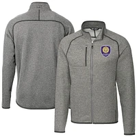 Men's Cutter & Buck  Heather Gray Orlando City SC Big Tall Mainsail Sweater-Knit Full-Zip Jacket