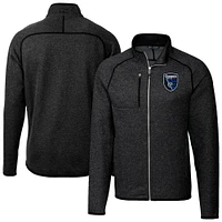 Men's Cutter & Buck  Heather Charcoal San Jose Earthquakes Big Tall Mainsail Sweater-Knit Full-Zip Jacket