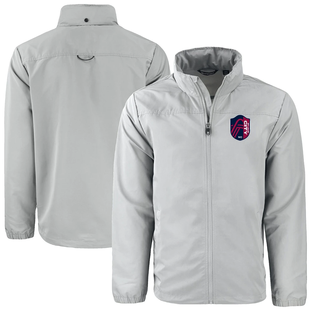 Men's Cutter & Buck Gray St. Louis City SC Big Tall Charter Eco Knit Recycled Full-Zip Hoodie Jacket