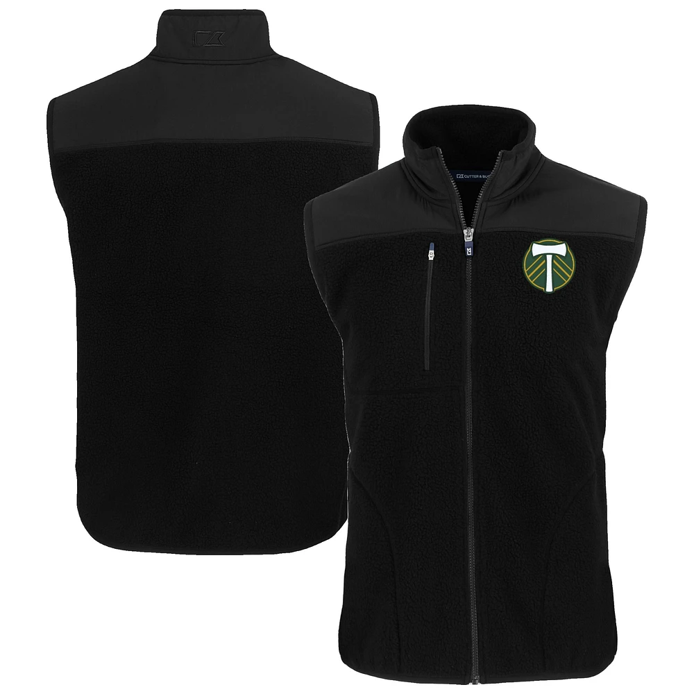 Men's Cutter & Buck Black Portland Timbers Big Tall Cascade Eco Sherpa Fleece Full-Zip Vest