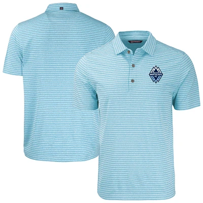 Men's Cutter & Buck  Heather Powder Blue Vancouver Whitecaps FC Big Tall Forge Eco Stripe Stretch Recycled Polo